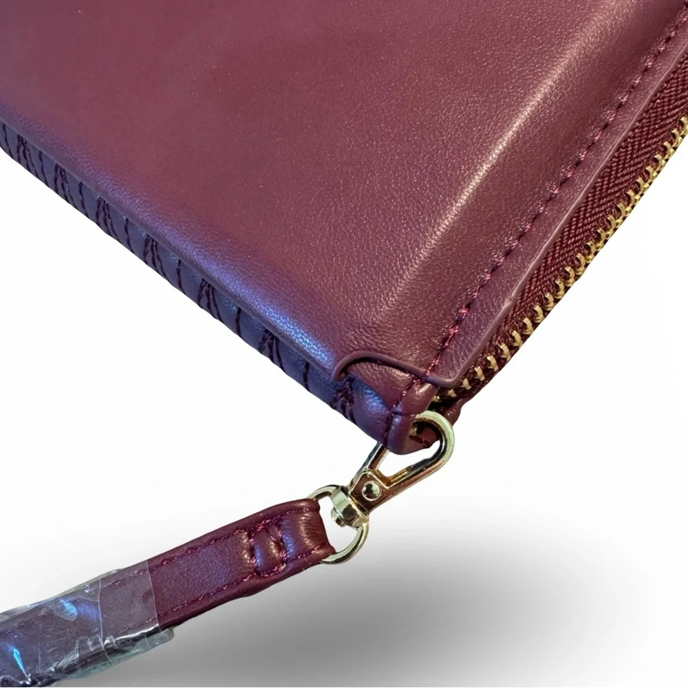 Badgley Mischka Plum Quilted Long Wallet/Phone Pocket & Wristlet